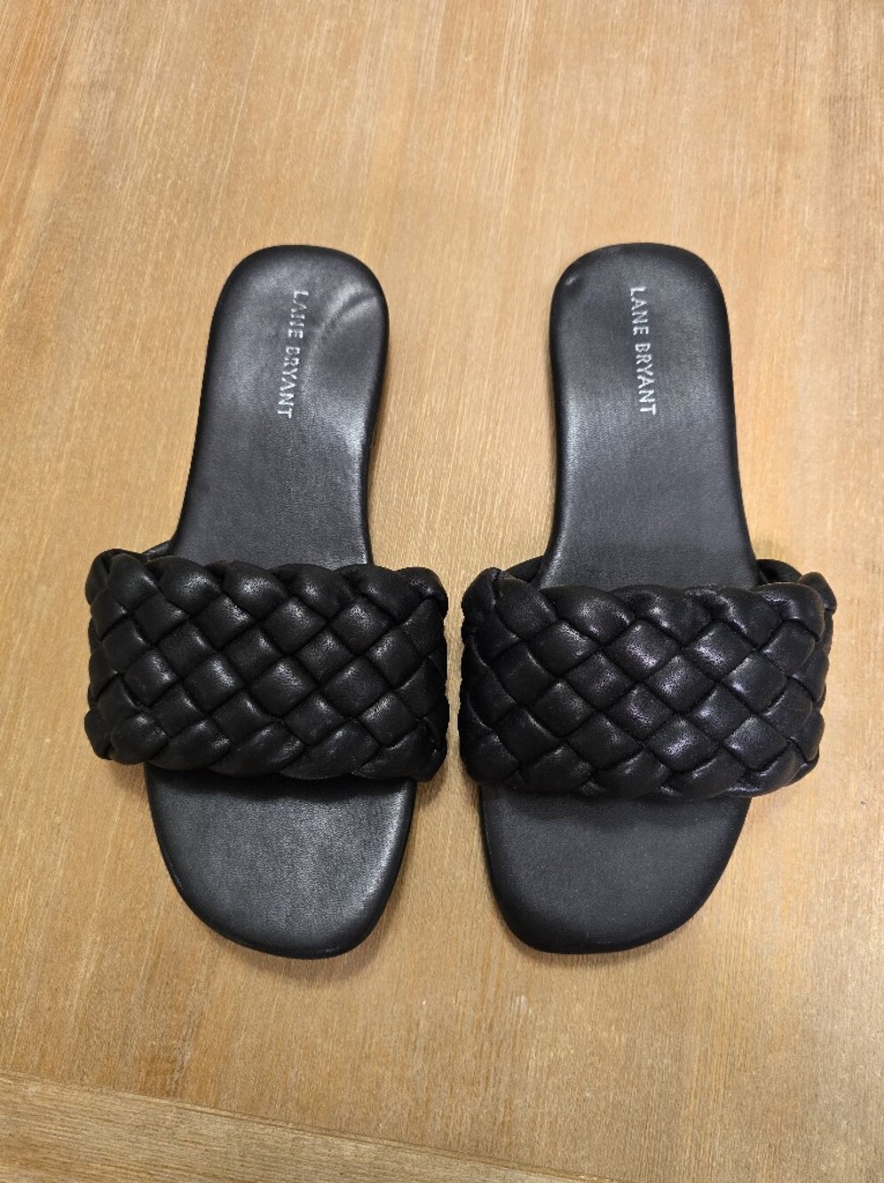 Lane Bryant Black Braided Slide Sandals